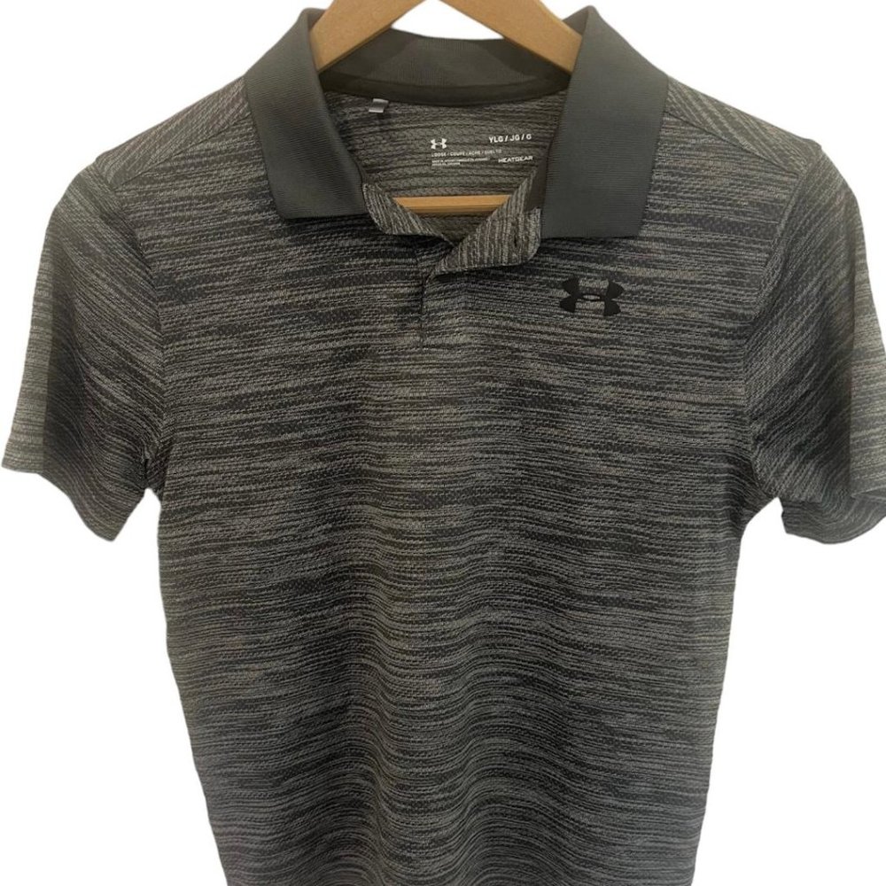 Boys Under Armor Collared Golf Shirt Light Gray Size L